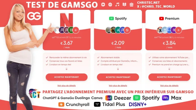 GamsGo streaming partagé — avantage membres RQDT